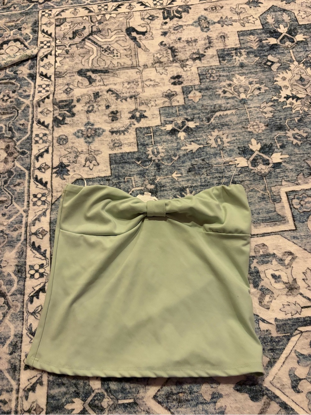Strapless Bow Front Crop Top - Sage Green